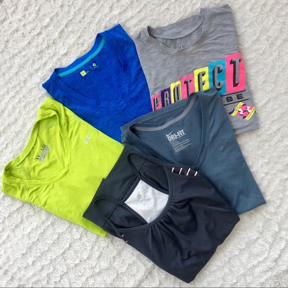 Under Armour Tops - Under Armor & Nike Workout top lot of 5 size Large